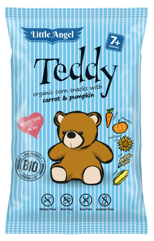 Снек кукурузный Little Angel со вкусом моркови и тыквы Teddy, 30 г