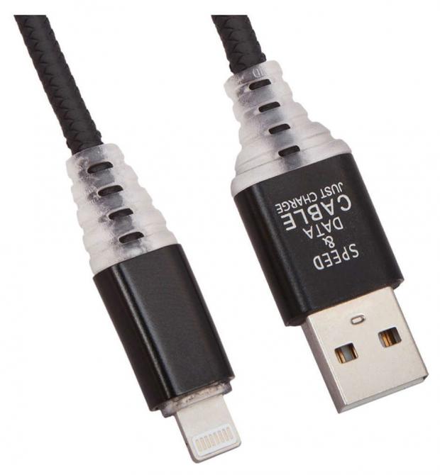 USB кабель Liberty Project для Apple 8 pin Змея LED TPE черный