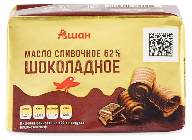 

Масло сливочное АШАН шоколадное 62%, 100 г