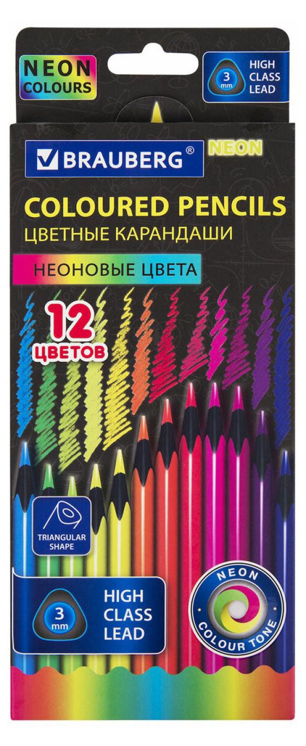 цена Карандаши цветные BRAUBERG Neon, 12 цветов