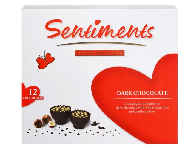 

Набор конфет Crafers Sentiments из темного шоколада с пралине и орехом, 130 г