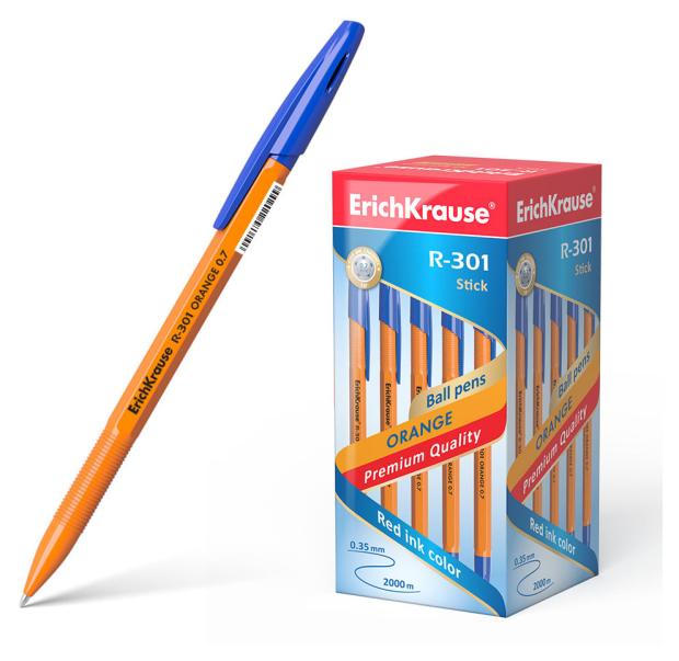 Ручка шариковая ErichKrause Orange Stick R-301 синяя 0,7 мм, 1 шт