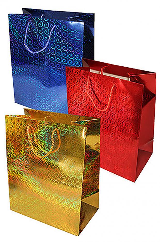 Пакет подарочный Grand Gift голография 32х26х15 см, в ассортименте