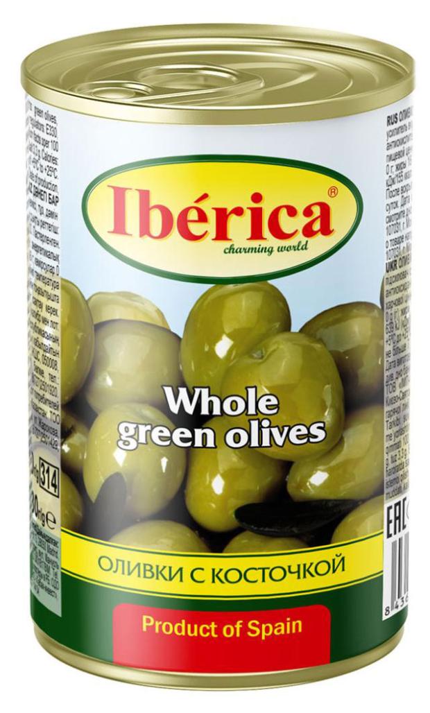 Оливки зеленые Iberica с косточкой в рассоле 300 г 214₽