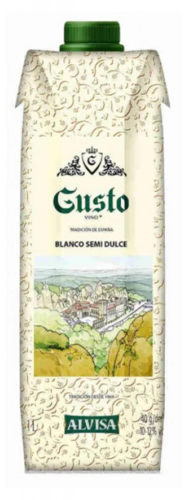 Вино Gusto Vino столовое белое полусладкое Россия, 1л