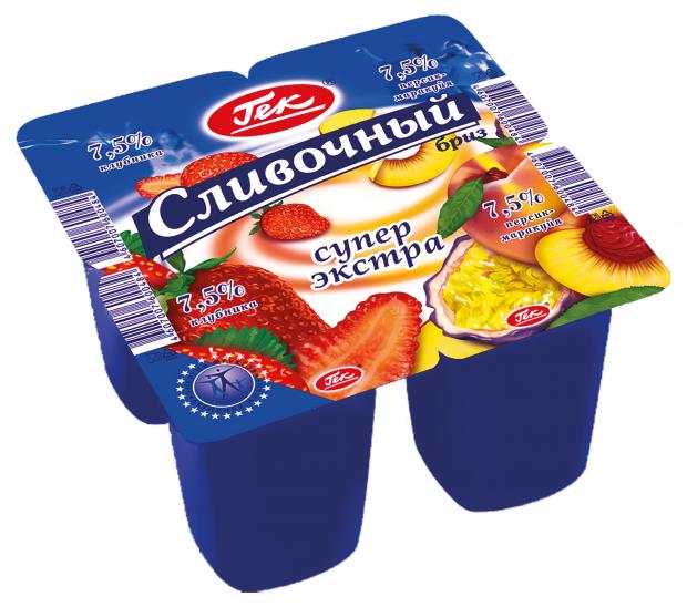 

Продукт йогуртный Гек Сливочный бриз супер экстра клубника персик маракуйя 7,5%, 100 г
