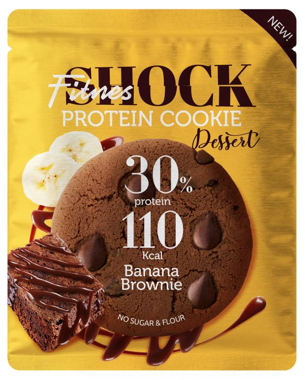 Печенье протеиновое FitnesSHOCK DESSERT Банановый брауни, 35 г