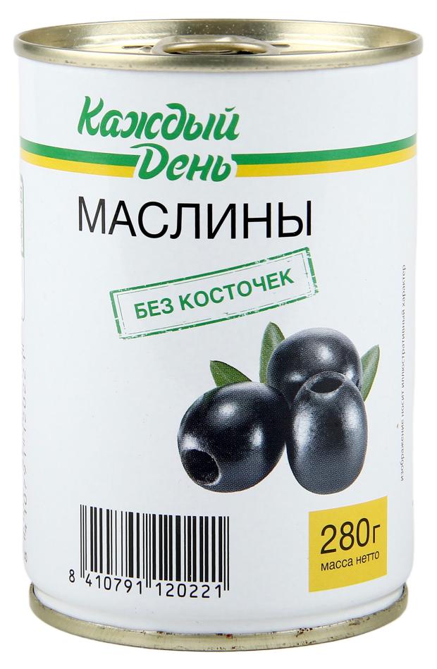 Маслины Каждый день черные без косточки, 280 г