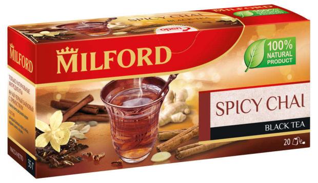 Чай черный MILFORD С пряностями в пакетиках, 20х1,75 г чай черный chai tea со специями heladiv ж б 80 г