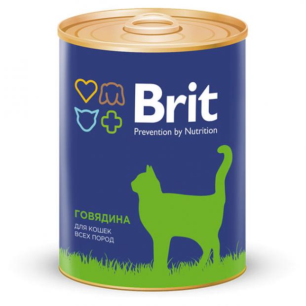 Консервированный корм для кошек Brit говядина, 340 г