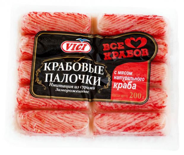 

Крабовые палочки VICI с мясом натурального краба замороженные, 200 г