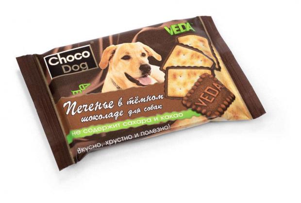 Лакомство для собак VEDA Choco Dog печенье в темном шоколаде, 30 г