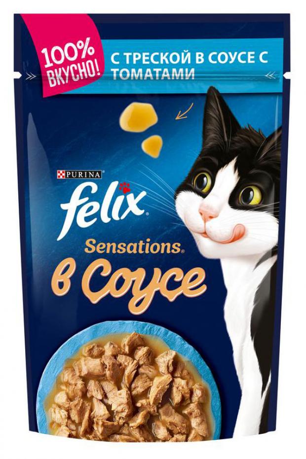 

Корм для кошек Felix Sensation треска в в томатном соусе, 85 г (мин. 10 шт.)