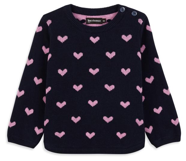 

Пуловер для девочки InExtenso Сердечки синий