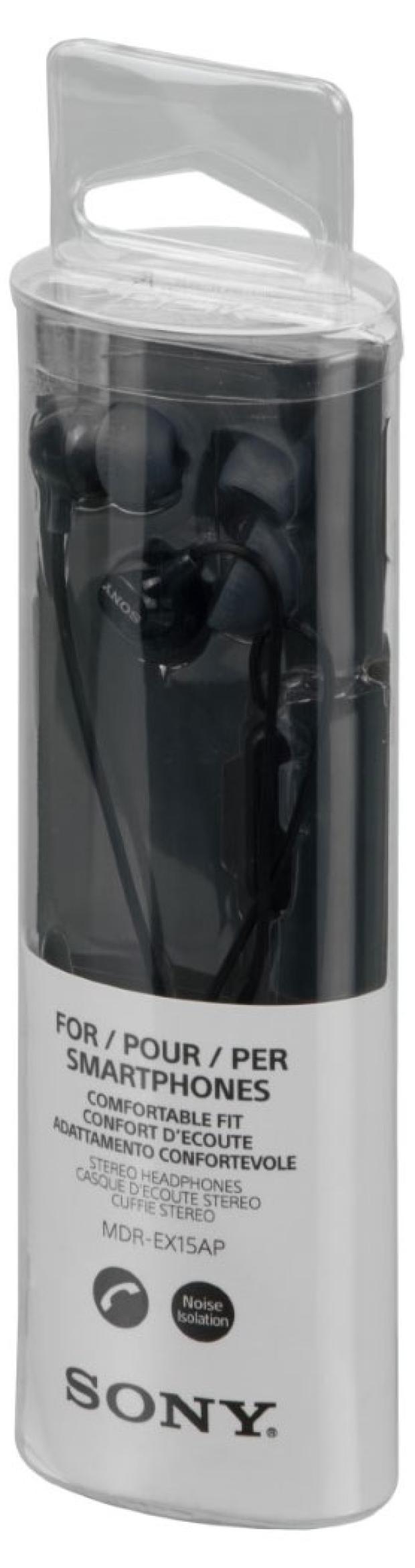 

Гарнитура вкладыши Sony MDR-EX15AP Black 1.2м черный проводные