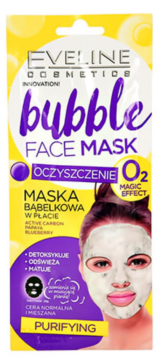 Маска для лица тканевая Eveline Cosmetics bubble face mask очищающая пузырьковая