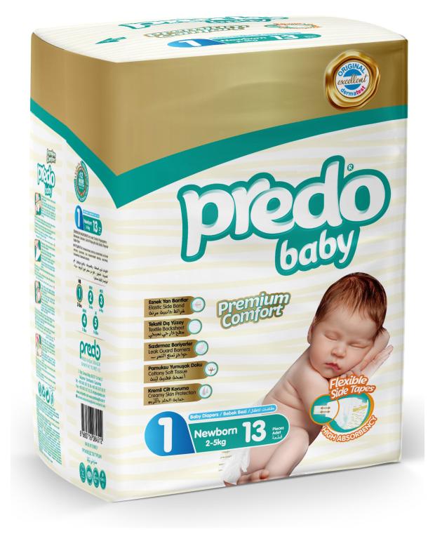 Подгузники Predo Baby 1 (2-5 кг), 13 шт подгузники predo baby 2 3 6 кг 12 шт