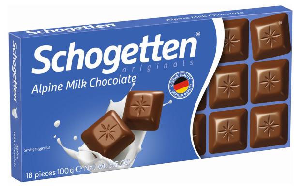 Шоколад порционный Schogetten Alpine milk chocolate молочный, 100 г