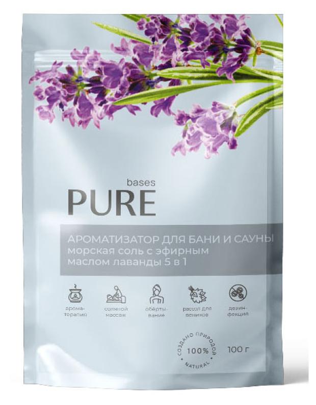 Соль для бани и сауны Pure Bases Соль и эфирное масло Лаванда, 100 г