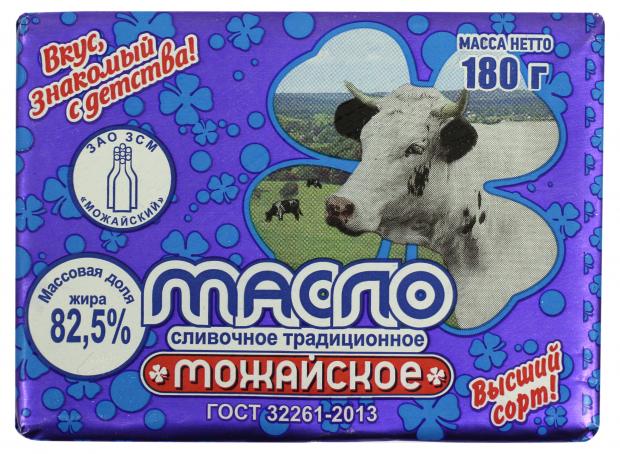 Масло сливочное Можайское Традиционное БЗМЖ, 82,5% БЗМЖ, 180 г