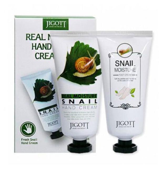 

Набор кремов для рук и ног Jigott Real Moisture с муцином улитки, 2 шт