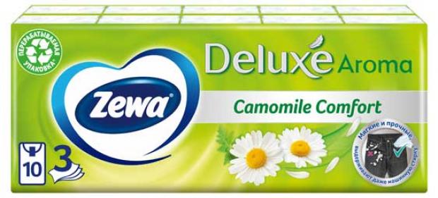 

Платочки бумажные носовые Zewa Deluxe Ромашка, 3 слоя, 10х10 шт