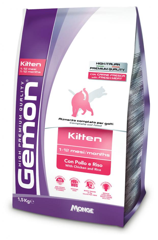 

Сухой корм для котят Gemon курица рис, 1, 5 кг