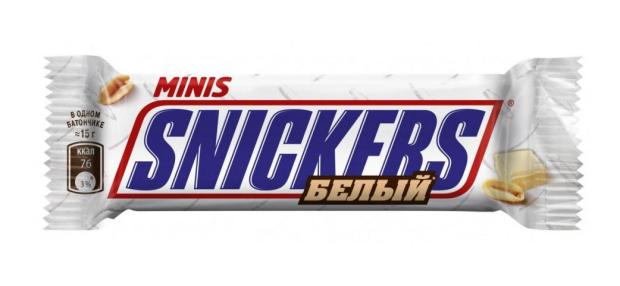 Шоколадный батончик Snickers Minis белый, вес