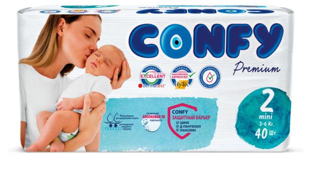 Подгузники Confy Premium mini размер 2 (3-6 кг), 40 шт
