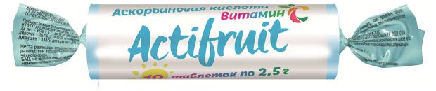 

Аскорбиновая кислота Actifruit Витамин C таблетки жевательные с сахаром, 2,5г х 10 шт