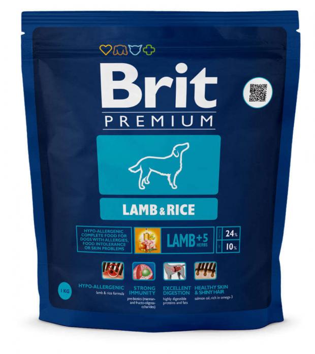 

Сухой корм для собак Brit Premium Lamb&Ric гипоаллергенный, 1 кг
