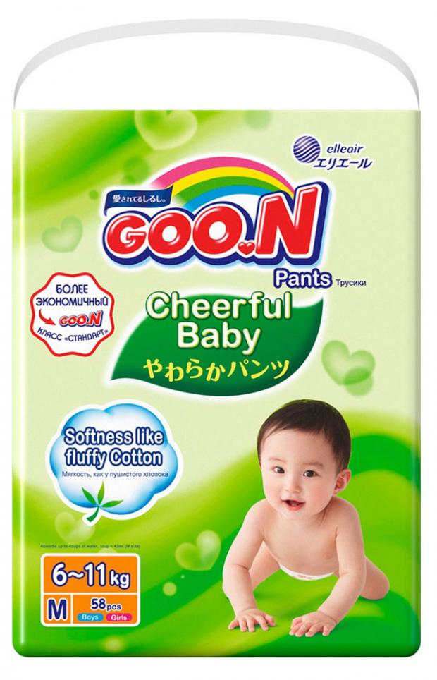 

Подгузники-трусики Goon Cheerful Baby M размер 6-11 кг, 58 шт
