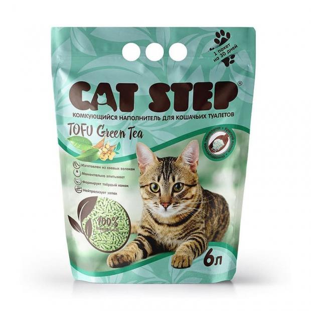 Наполнитель для кошачьего туалета Cat Step Tofu Green Tea комкующийся, 6 л cat step cat step впитывающий силикагелевый наполнитель 3 53 кг