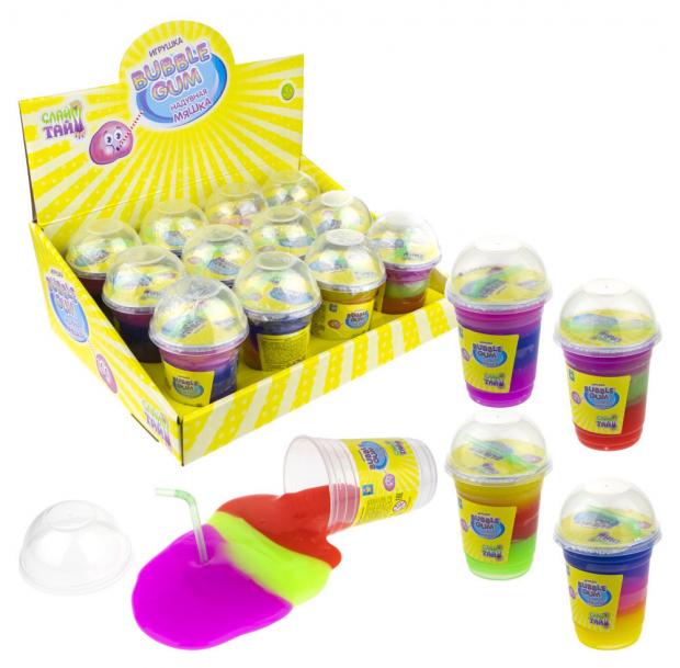 

Слайм 1Toy Слайм Тайм Bubble Gum 3-х цветный, 11,5x7,5 см