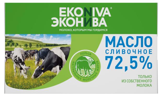 Масло сливочное Эконива Крестьянское 72,5% БЗМЖ, 350 г масло сливочное маслодел крестьянское 72 5% 15г фольга