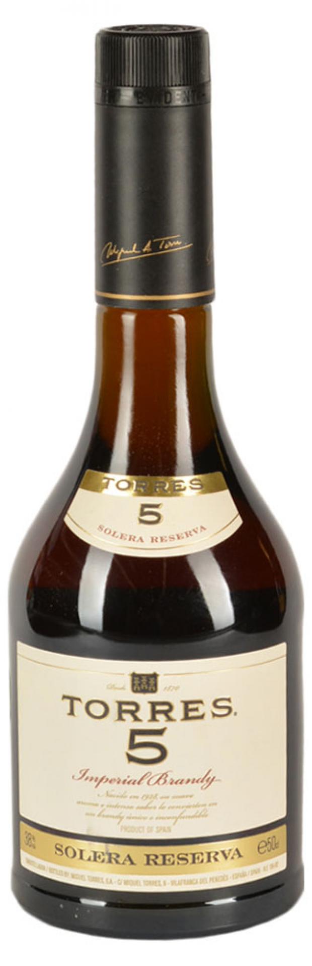 Бренди Torres 5 Solera Reserva Испания, 0,5 л