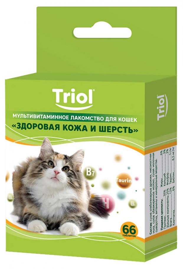 фото Лакомство для кошек triol здоровая кожа и шерсть мультивитаминное, 33 г