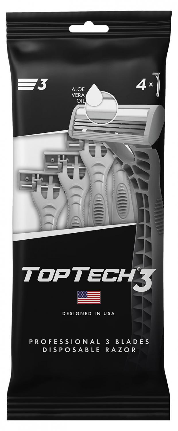 Одноразовая бритва Toptech 3 с тремя лезвиями, 4 шт