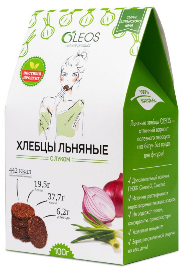 

Хлебцы льняные OLEOS с луком, 100 г