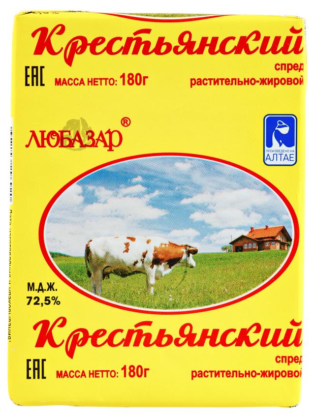 Спред растительно-жировой ЛюбаЗар Крестьянский 72,5%, 180 г