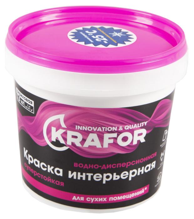 

Краска водно-дисперсионная KRAFOR интерьерная суперстойкая, 1,5 кг