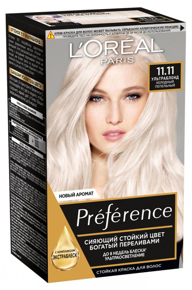 

Краска для волос L'Oreal Paris Preference Пепельный ультраблонд тон 11.11