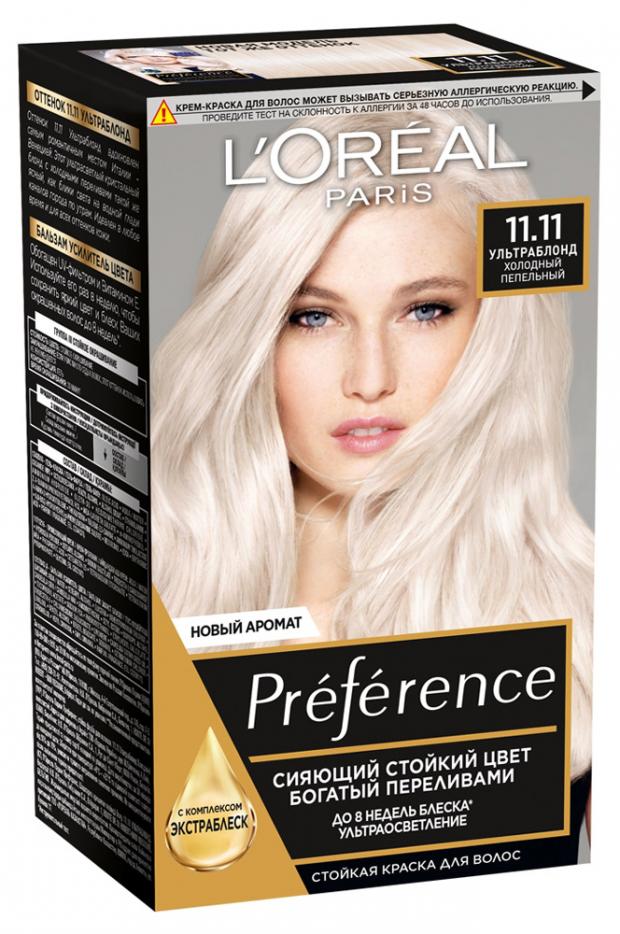 Краска для волос L'Oreal Paris Preference Пепельный ультраблонд тон 11.11