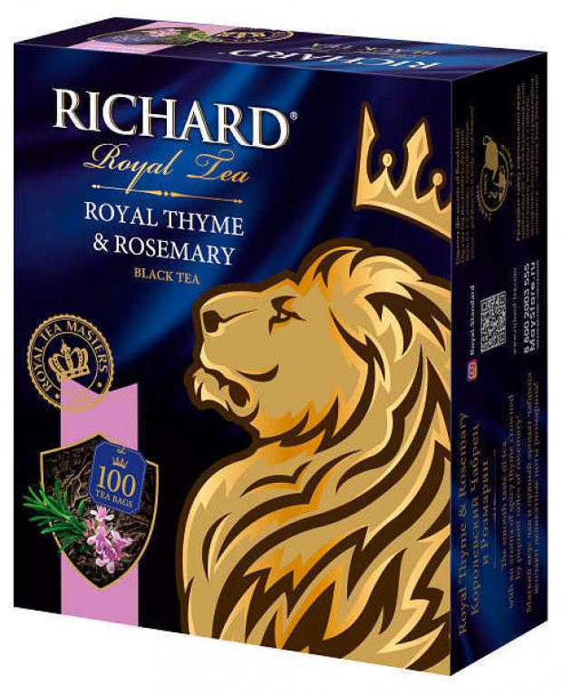 

Чай черный Richard Royal Thyme & Rosemary ароматизированный в пакетиках, 100х2 г