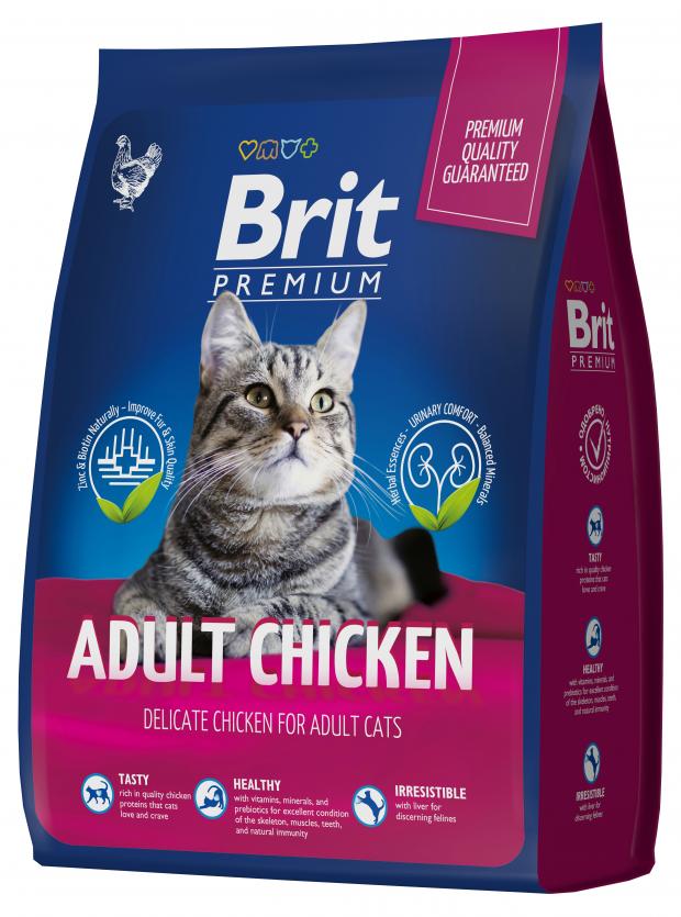 Сухой Сухой корм для кошек Brit Premium курица, 2 кг сухой сухой корм для кошек brit premium лосось курица 2 кг