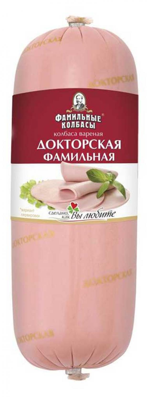 Колбаса вареная Фамильные колбасы Докторская (1,2-1,7 кг), 1 упаковка ~ 1,5 кг
