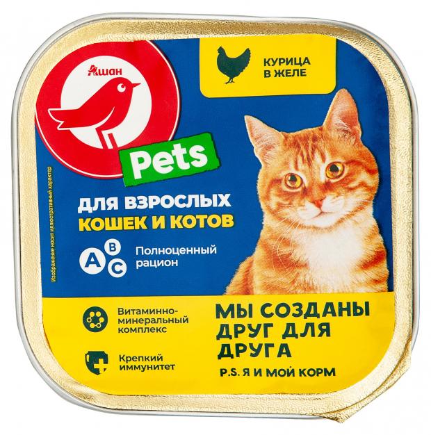 

Корм для кошек АШАН курица в желе, 100 г