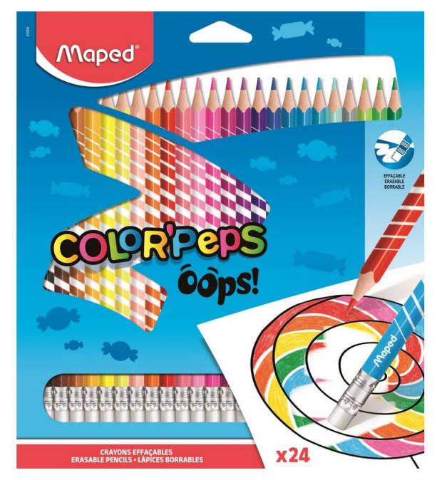 

Карандаши цветные Maped c ластиком, 24 цвета
