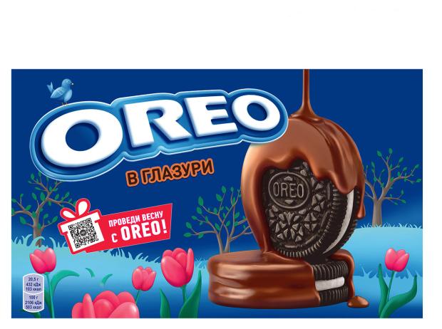 

Печенье OREO с какао и начинкой с ванильным вкусом покрытое глазурью с какао, 164 г