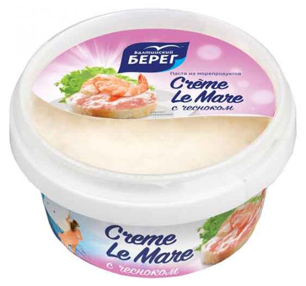 Паста из морепродуктов Балтийский Берег Creme Le Mare с чесноком, 150 г паста из морепродуктов балтийский берег mare снежный краб в классическом соусе 150 г